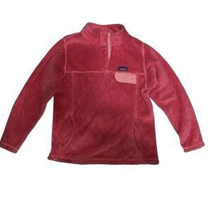 Patagonia Girls Snap-T Re-Tool Pullover Jacket Fleece Sz Large 12 Coral Rose